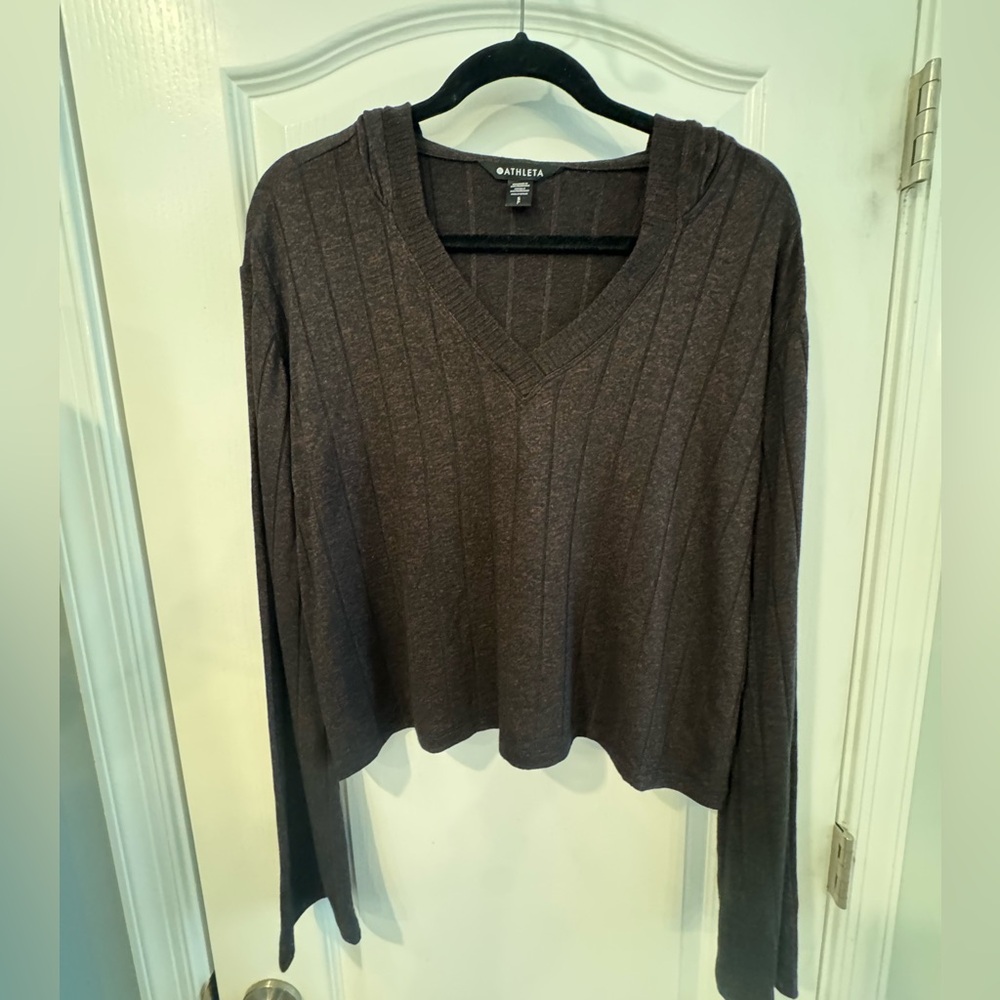 Athleta Harmony Pose Hoodie in Mahogany Heather.